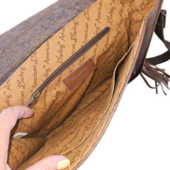 American Darling Saddle Blanket Leather Crossbody Bag Western Fringed Purse - Picture 6 of 11